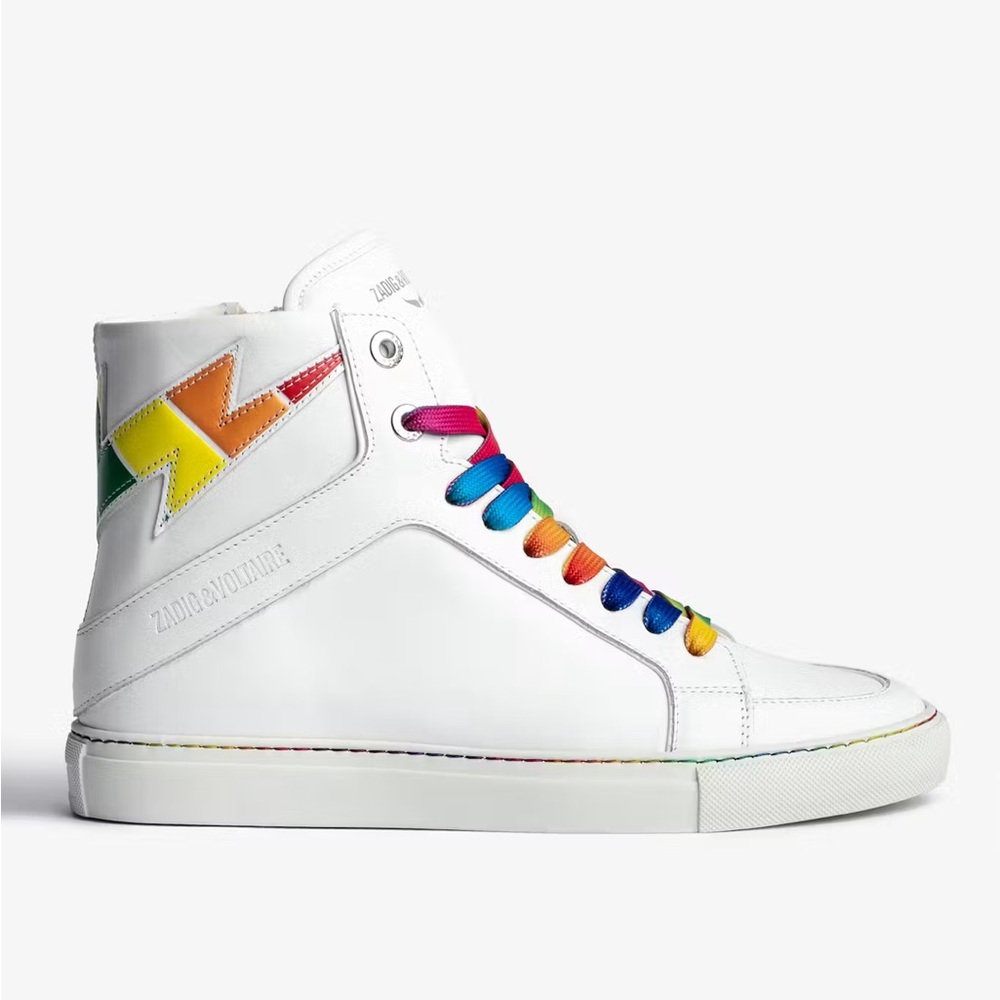 ❤️ Zadig & Voltaire High Flash Pride Sneakers with Colorful Accents - Picture 2 of 14